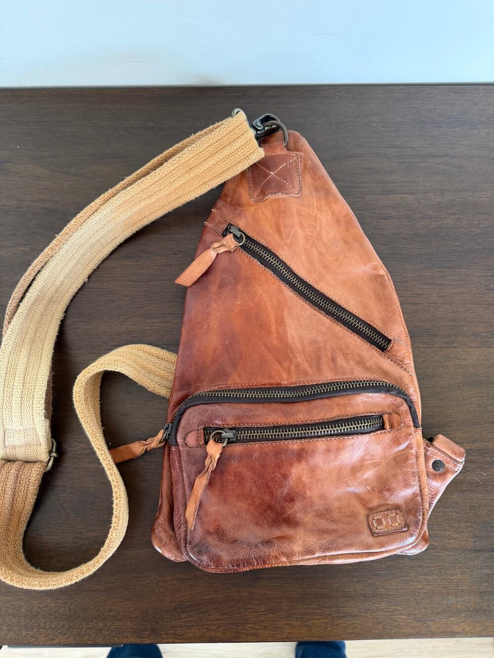 BedStu Andie Leather Sling Backpack - NWOT